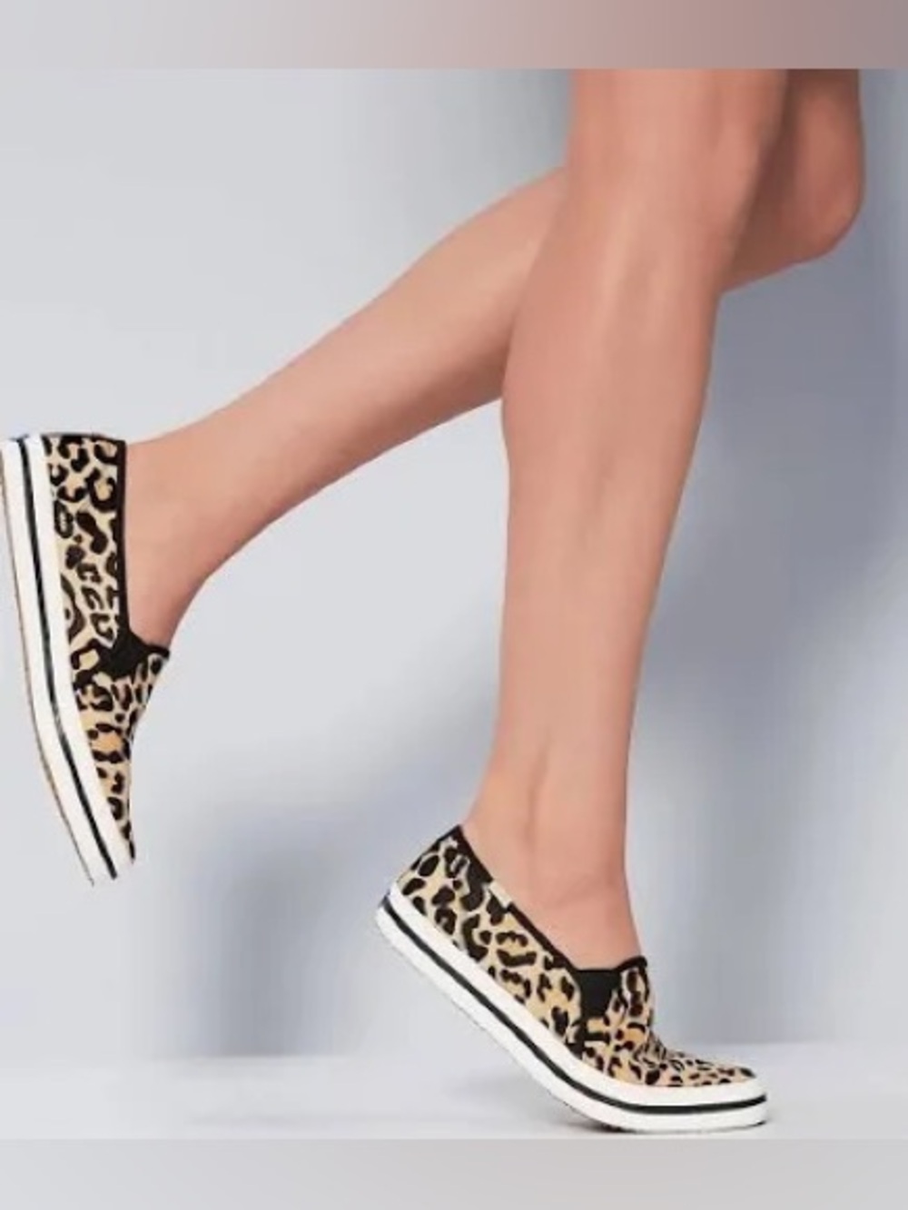 Keds x Kate spade Leopard Print Low Top Slip On Sneaker Tan Black Size 10